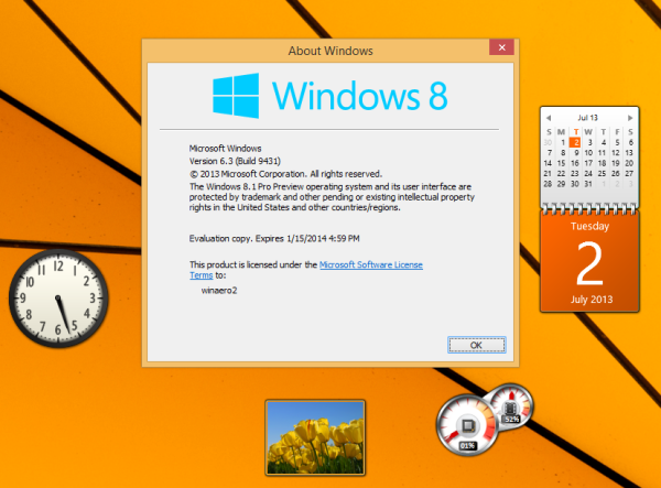 Windows 8.1 gadgets sidebar