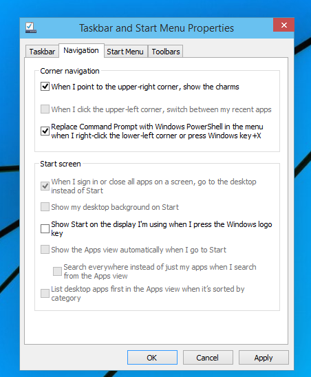 Windows 10 powershell in winx menu