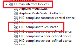 disable touch screen windows 10
