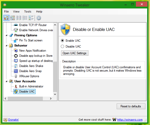 how in the market to off uac settings by windows vista