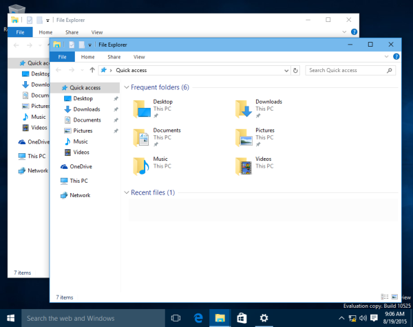 Windows 10 build 10525 colored title bars