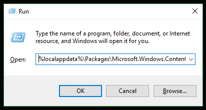 Windows 10 Run open spotlight folder