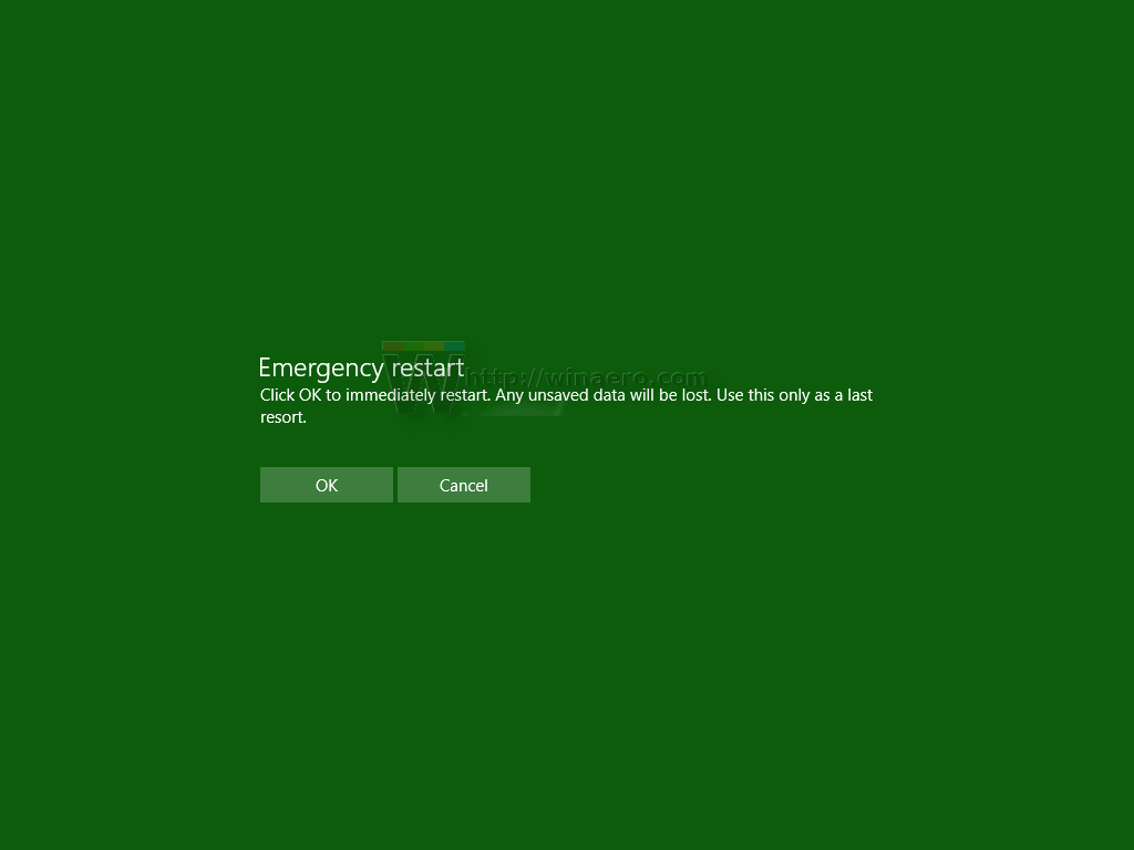 How To Perform An Emergency Restart Of Windows 10 Winaero