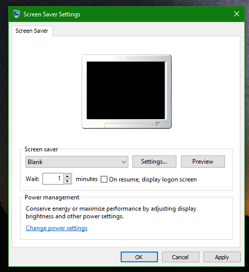 Windows 10 blank screensaver