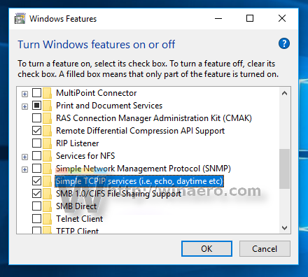 Windows 10 simple tcp