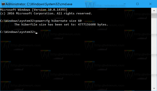 Windows 10 reduce hibernation file size
