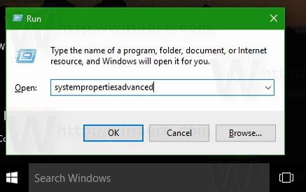 Windows 10 run advanced settings
