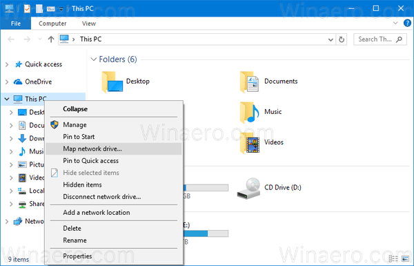 How to Map Network Drive in Windows 10 - Winaero