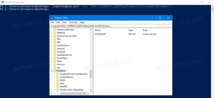 Directly Open Registry Key With PowerShell