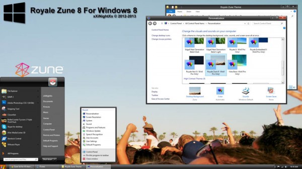 Zune theme visual style for Windows 8