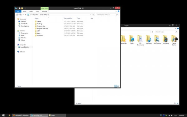 Windows 8 default theme with white text on title bars