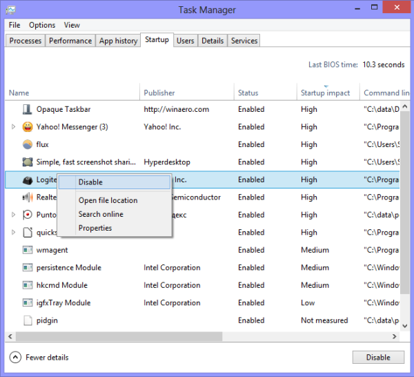 Task Manager of Windows 8