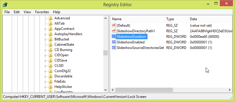 SlideshowDuration Windows 8.1 RTM