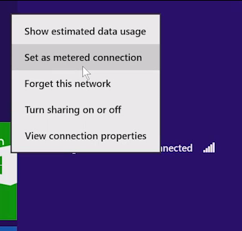 How to set a connection as metered in Windows 8.1