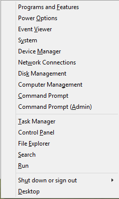 win+x power user menu