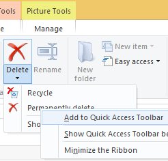 How to add any ribbon command to the Quick Access toolbar of File Explorer in Windows 8.1