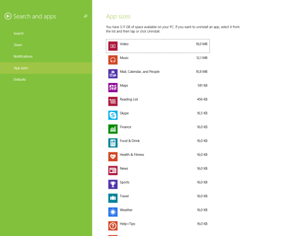 App Sizes