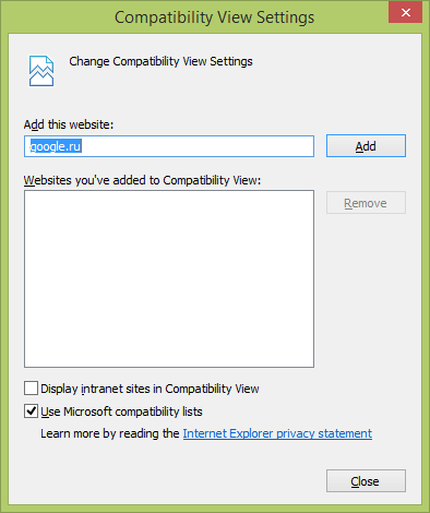 Compatibility View Settings