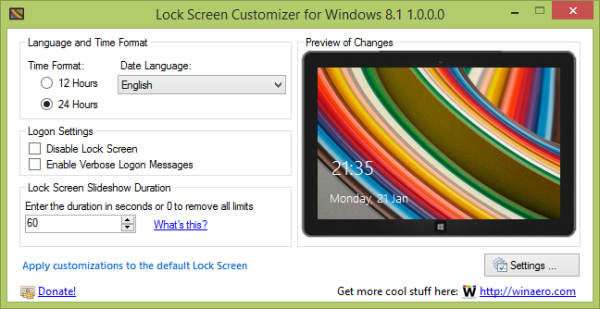 Настройщик экрана блокировки для Windows 8.1