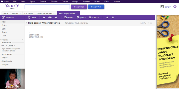 Yahoo Mail tabs restored