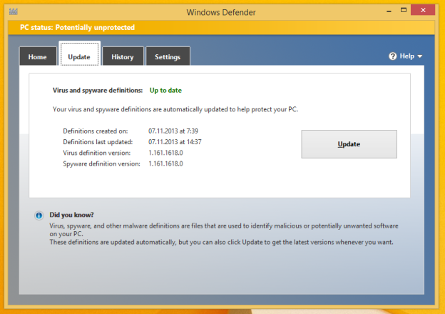 How to change the Windows Defender update frequency