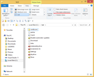 How to show or hide file extensions in Windows 8.1