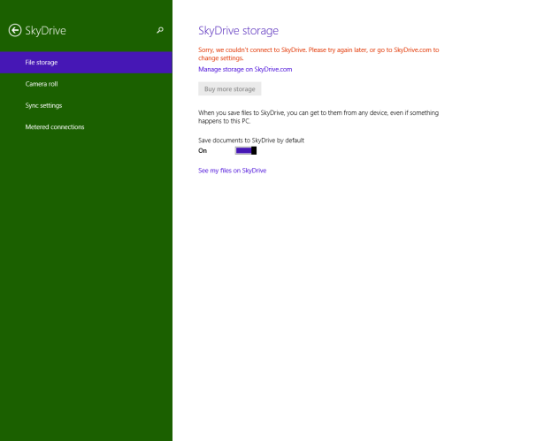 Open SkyDrive Storage options in Windows 8.1 with one click