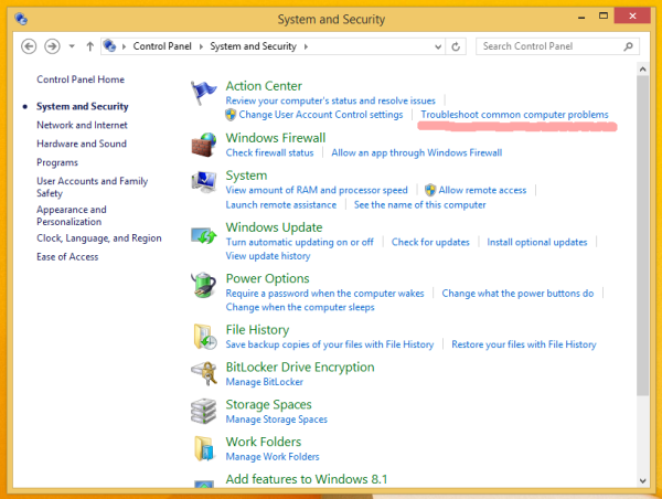 Security Center of Windows 8.1