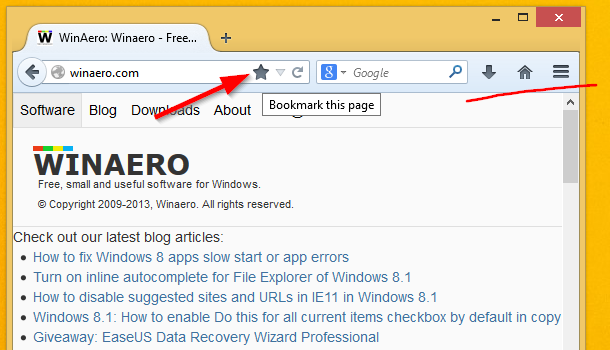 How to get the bookmark star button back into the address bar of Firefox