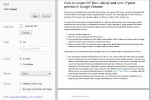 How to create PDF files natively or turn off print preview in Google Chrome