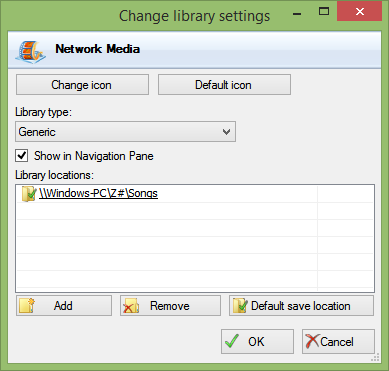 Используйте синтаксис UNC, чтобы добавить папку в Librarian