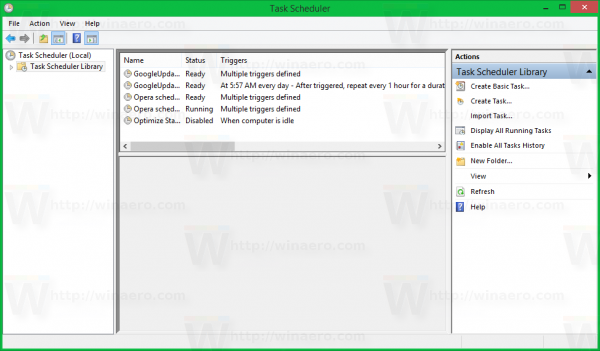 Windows 8 task scheduler library