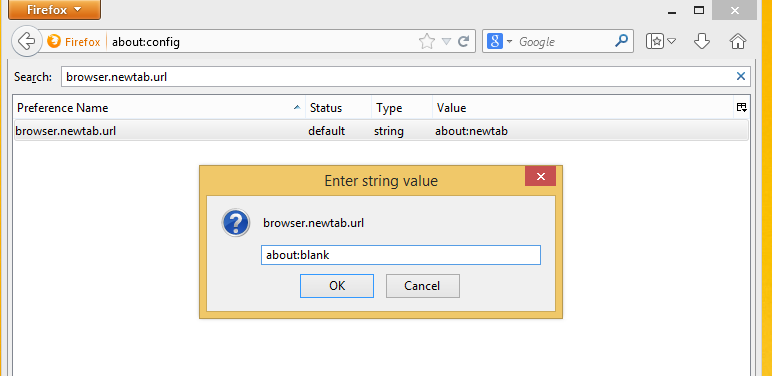 browser newtab url parameter