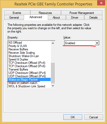 Network Adapter Properties