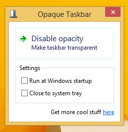 Disable the taskbar transparency in Windows 8 and Windows 8.1 with this freeware