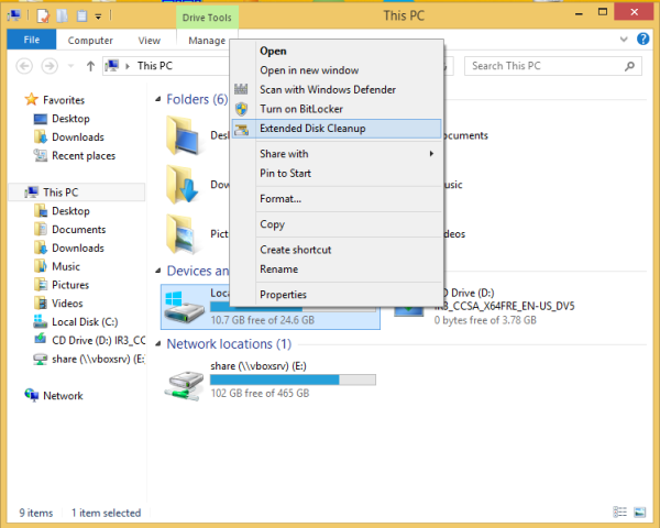 disk cleanup context menu