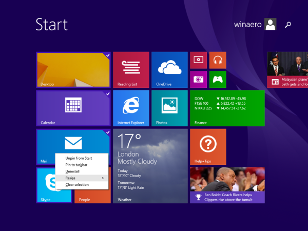 Start screen