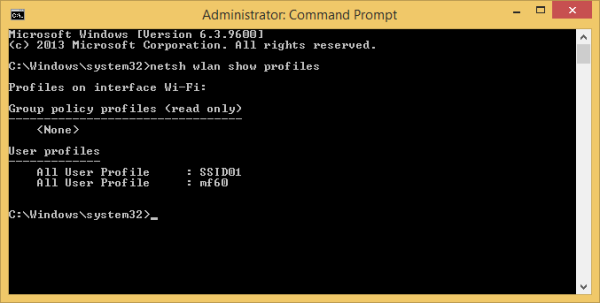 netsh wlan show profiles