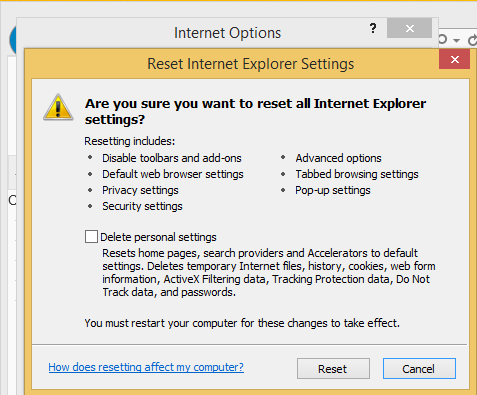 How to reset Internet Explorer settings to default