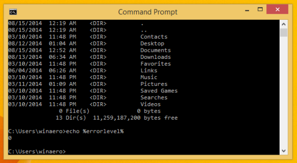 dir errorlevel