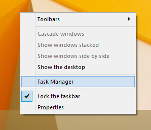 taskbar context menu