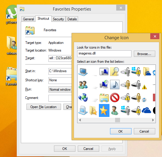 windows 8 favorite folders