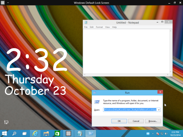 Run the Lock Screen as a regular Modern app in Windows 10 with a shortcut or command line