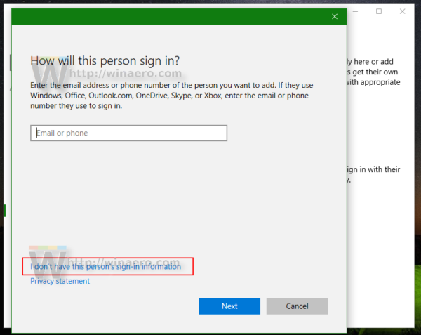 Windows 10 добавляет первую страницу новой учетной записи