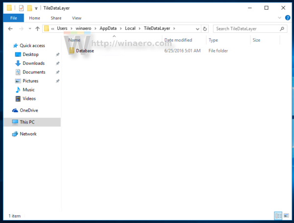 Windows 10 tiledatalayer folder