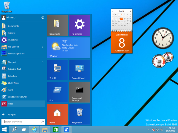 gadgets in Windows 10