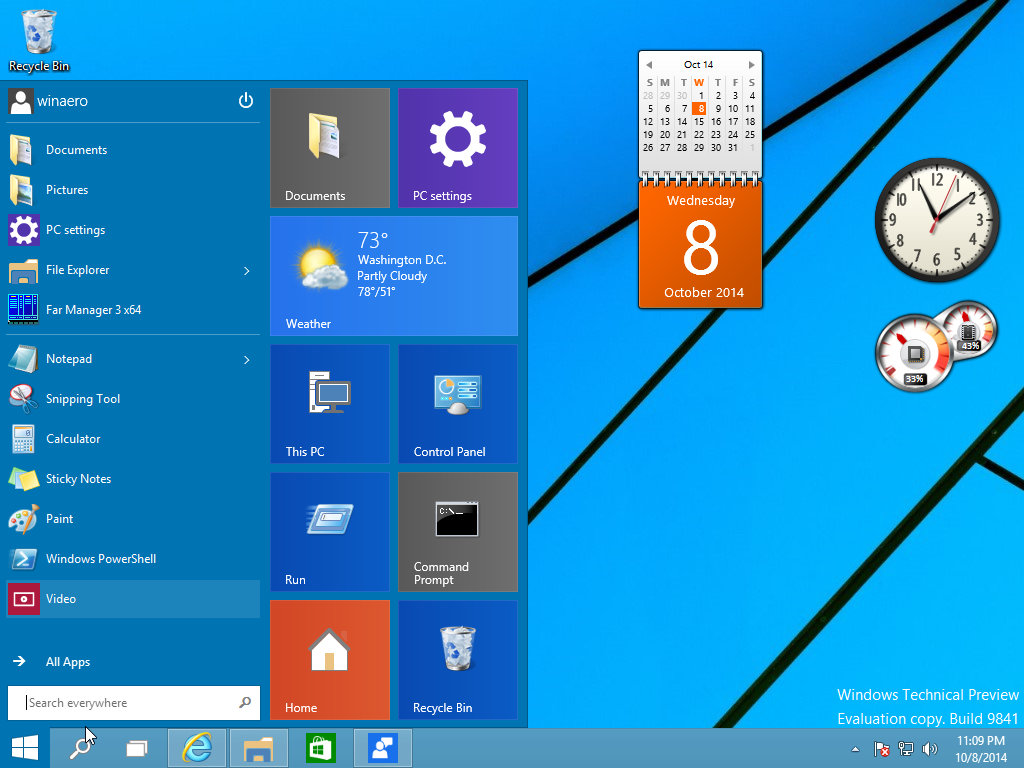 Desktop gadgets and sidebar for Windows 10