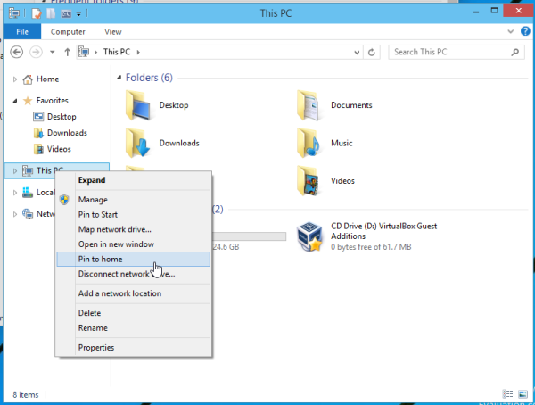 Windows 10 Pin to Home context menu
