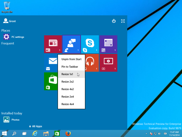 new start screen continuum windows 10