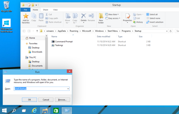the startup folder in Windows 10